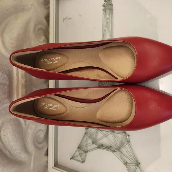 Rockport Total Motion 75mm Pointy Toe Pumps. Red. NIB. Size 8.5. Leather - Picture 4 of 12
